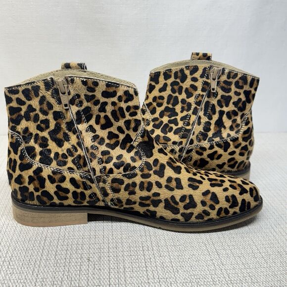 MINI BODEN Made In India Leopard Print Calf Fur Ankle Zip Round Toe Booties 37/6 - Picture 4 of 8